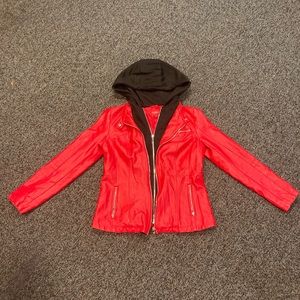 Flashy red leather Guess jacket size Medium